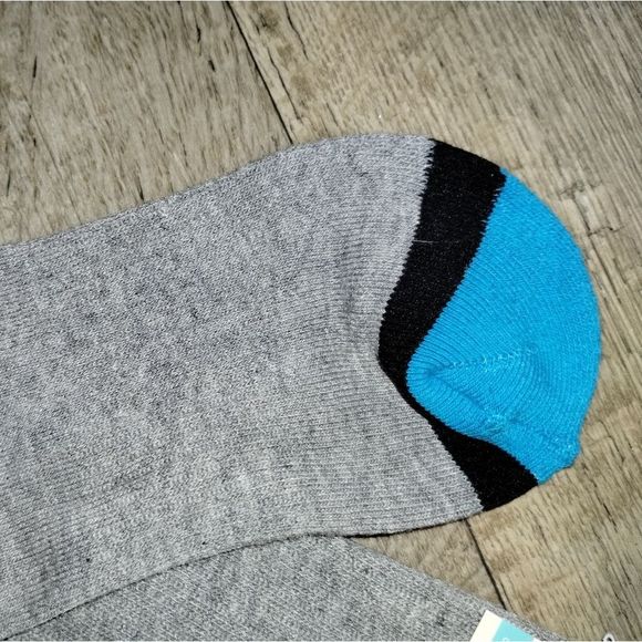 Divvy Up Socks (8 pairs) gray with teal reinforced toes size lg crew socks - Picture 6 of 7